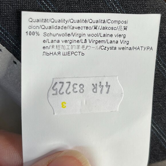 Hugo Boss Suit Coat Jacket Mens 44R Gray w/ Blue Stripe Wool Super 100 2-Btn USA - Picture 14 of 15